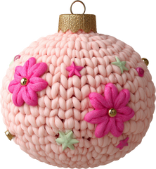 Faux Yarn Crochet Pink Ornament - Christmas Ready to Press DTF Transfer