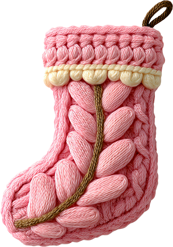 Faux Yarn Crochet Pink Socks - Christmas Ready to Press DTF Transfer