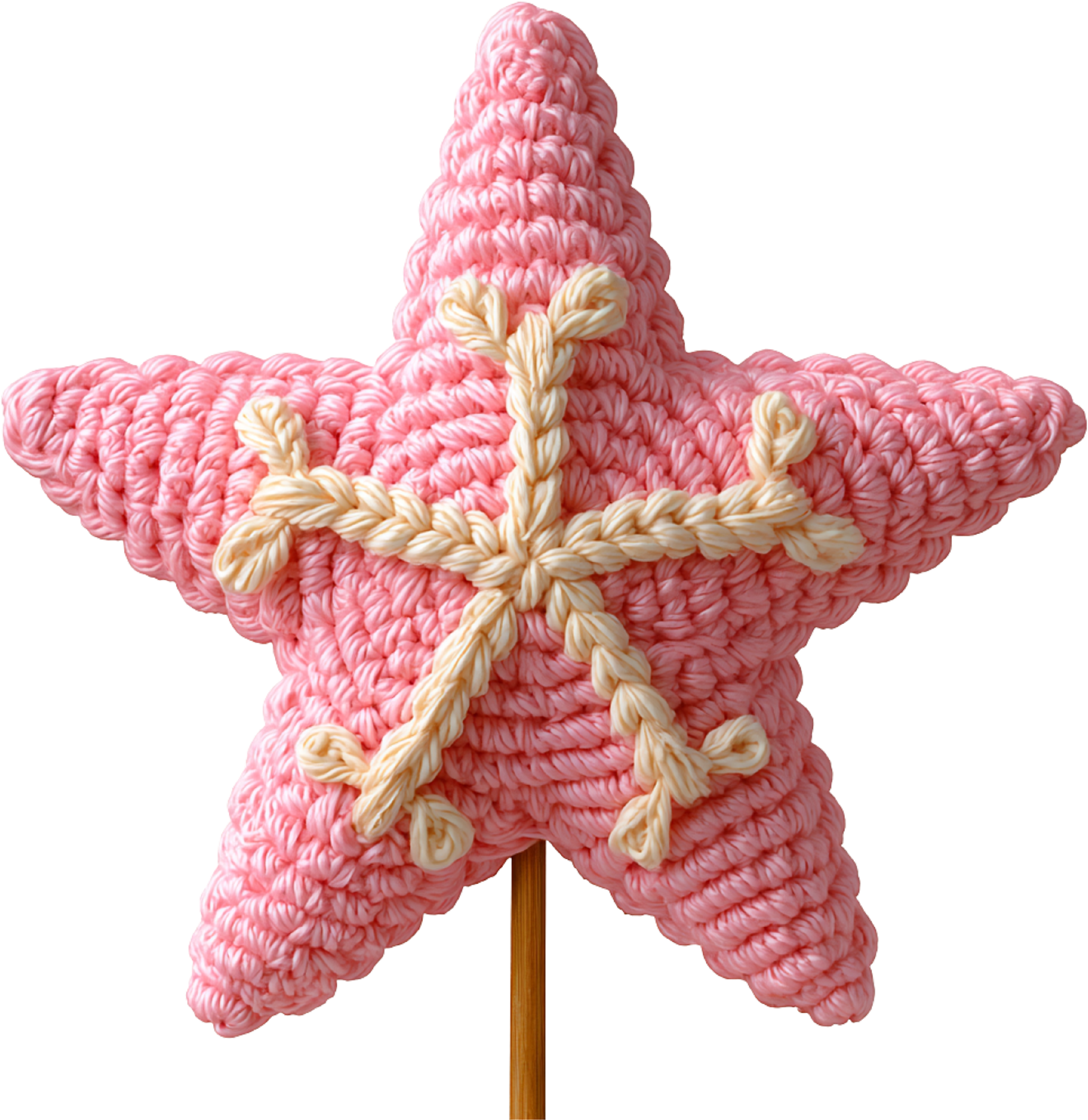Faux Yarn Crochet Pink Star - Christmas Ready to Press DTF Transfer