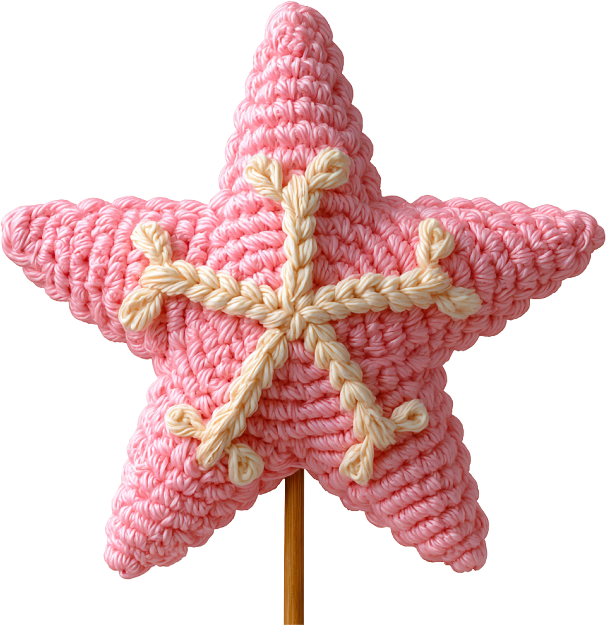 Faux Yarn Crochet Pink Star - Christmas Ready to Press DTF Transfer