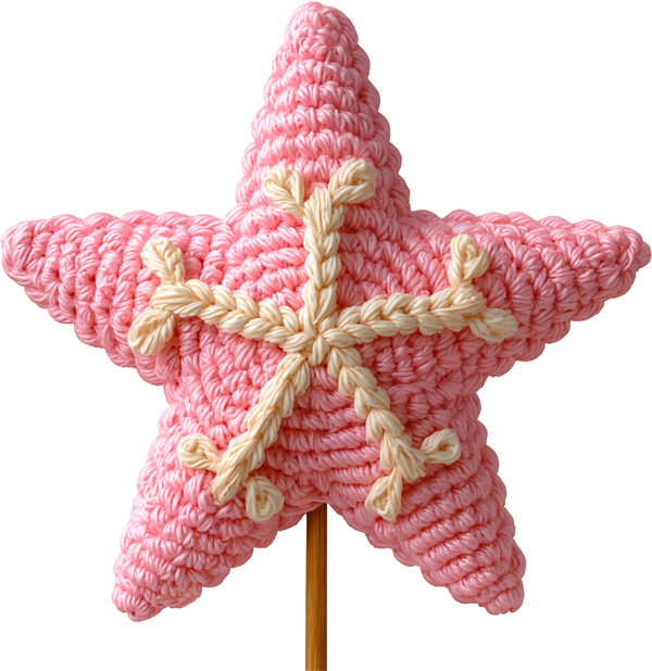 Faux Yarn Crochet Pink Star - Christmas Ready to Press DTF Transfer