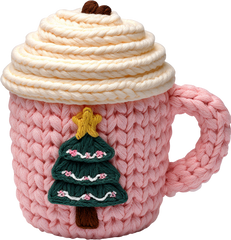 Faux Yarn Crochet Pink Coffee Mug - Christmas Ready to Press DTF Transfer