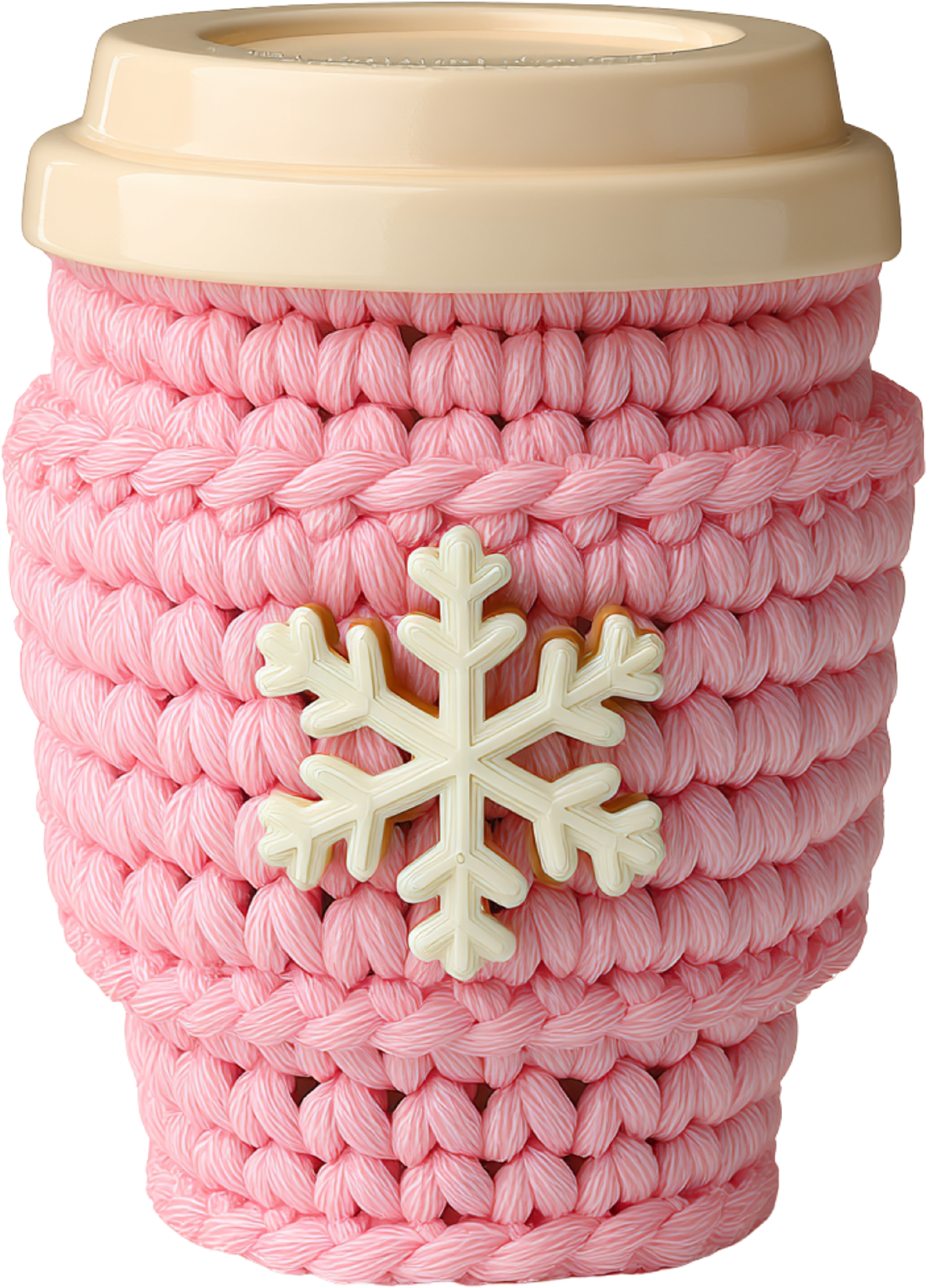 Faux Yarn Crochet Pink Coffee Cup - Christmas Ready to Press DTF Transfer