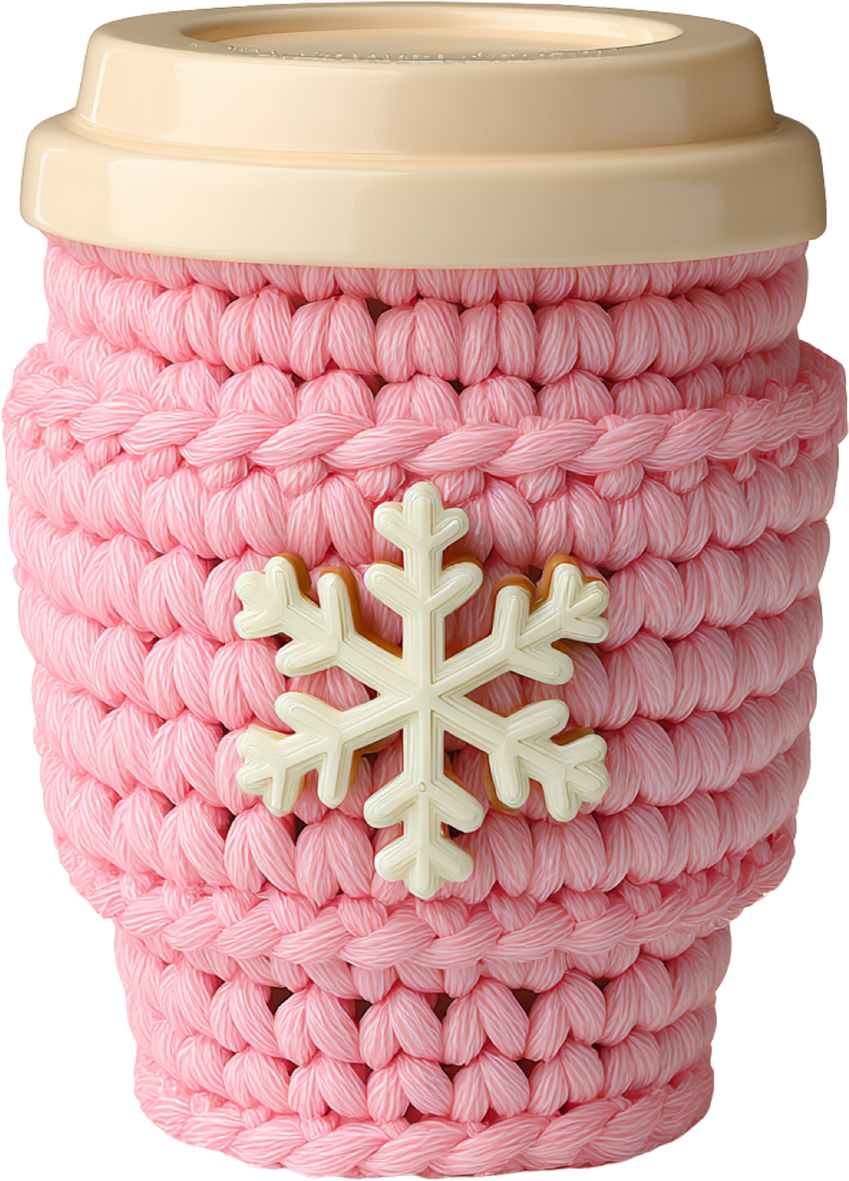 Faux Yarn Crochet Pink Coffee Cup - Christmas Ready to Press DTF Transfer