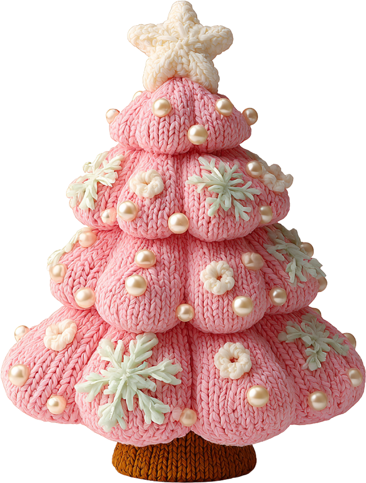 Faux Yarn Crochet Pink Christmas Tree - Christmas Ready to Press DTF Transfer