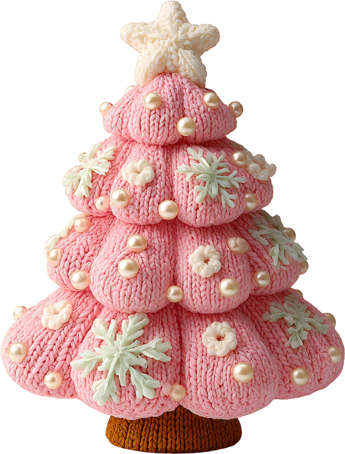 Faux Yarn Crochet Pink Christmas Tree - Christmas Ready to Press DTF Transfer