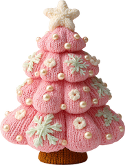 Faux Yarn Crochet Pink Christmas Tree - Christmas Ready to Press DTF Transfer