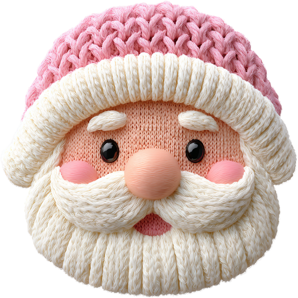 Faux Yarn Crochet Pink Santa - Christmas Ready to Press DTF Transfer