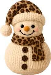 Faux Yarn Crochet Leopard Snowman - Christmas Ready to Press DTF Transfer