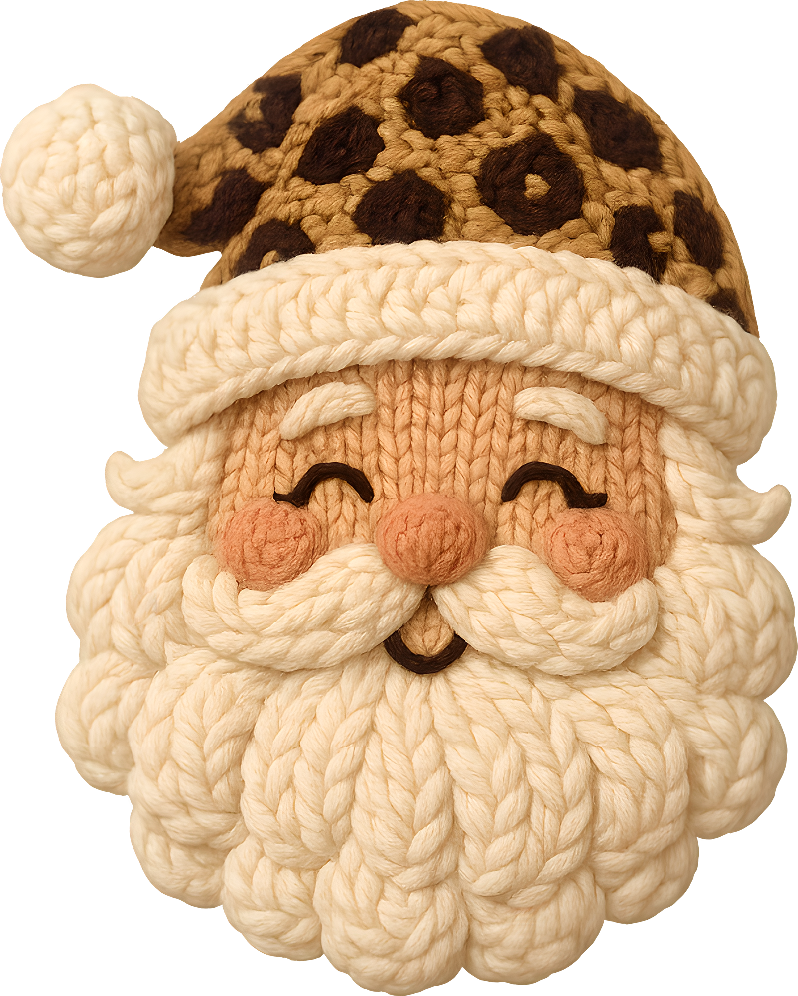 Faux Yarn Crochet Leopard Santa - Christmas Ready to Press DTF Transfer