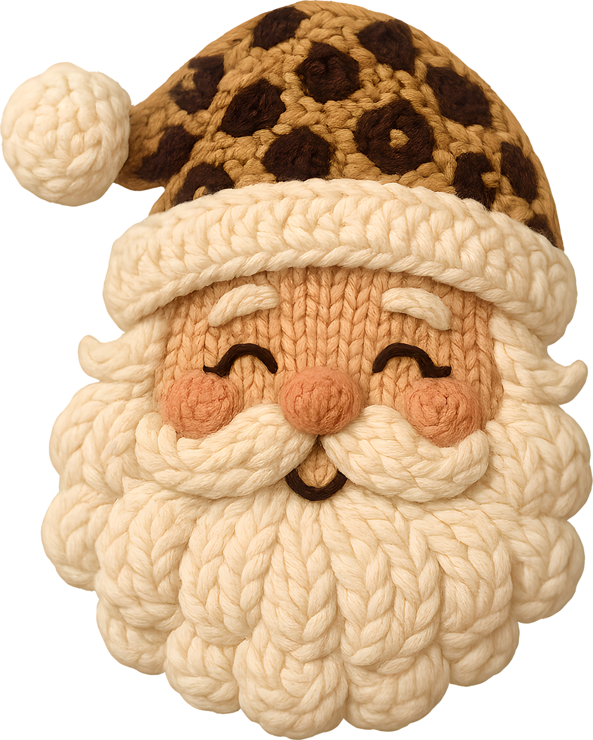 Faux Yarn Crochet Leopard Santa - Christmas Ready to Press DTF Transfer