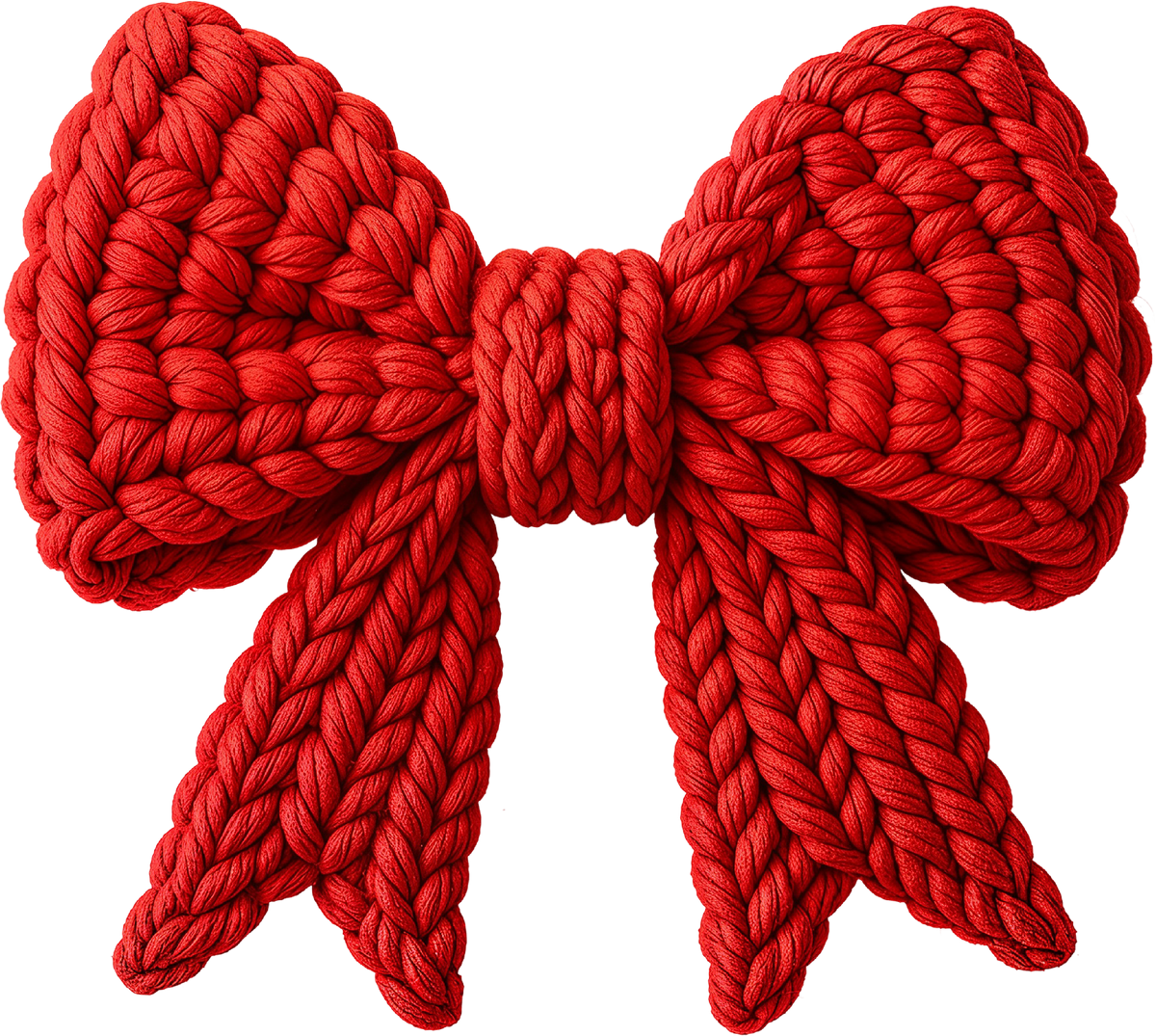 Faux Yarn Crochet Red Bow - Valentines Day Ready to Press DTF Transfer