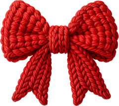 Faux Yarn Crochet Red Bow - Valentines Day Ready to Press DTF Transfer