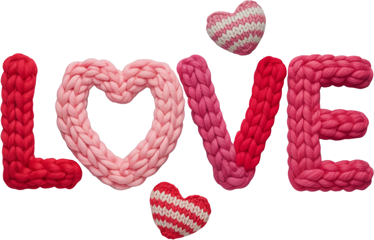 Faux Yarn Crochet Love - Valentines Day Ready to Press DTF Transfer