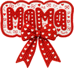 Faux Yarn Crochet Mama Bow - Valentines Day Ready to Press DTF Transfer
