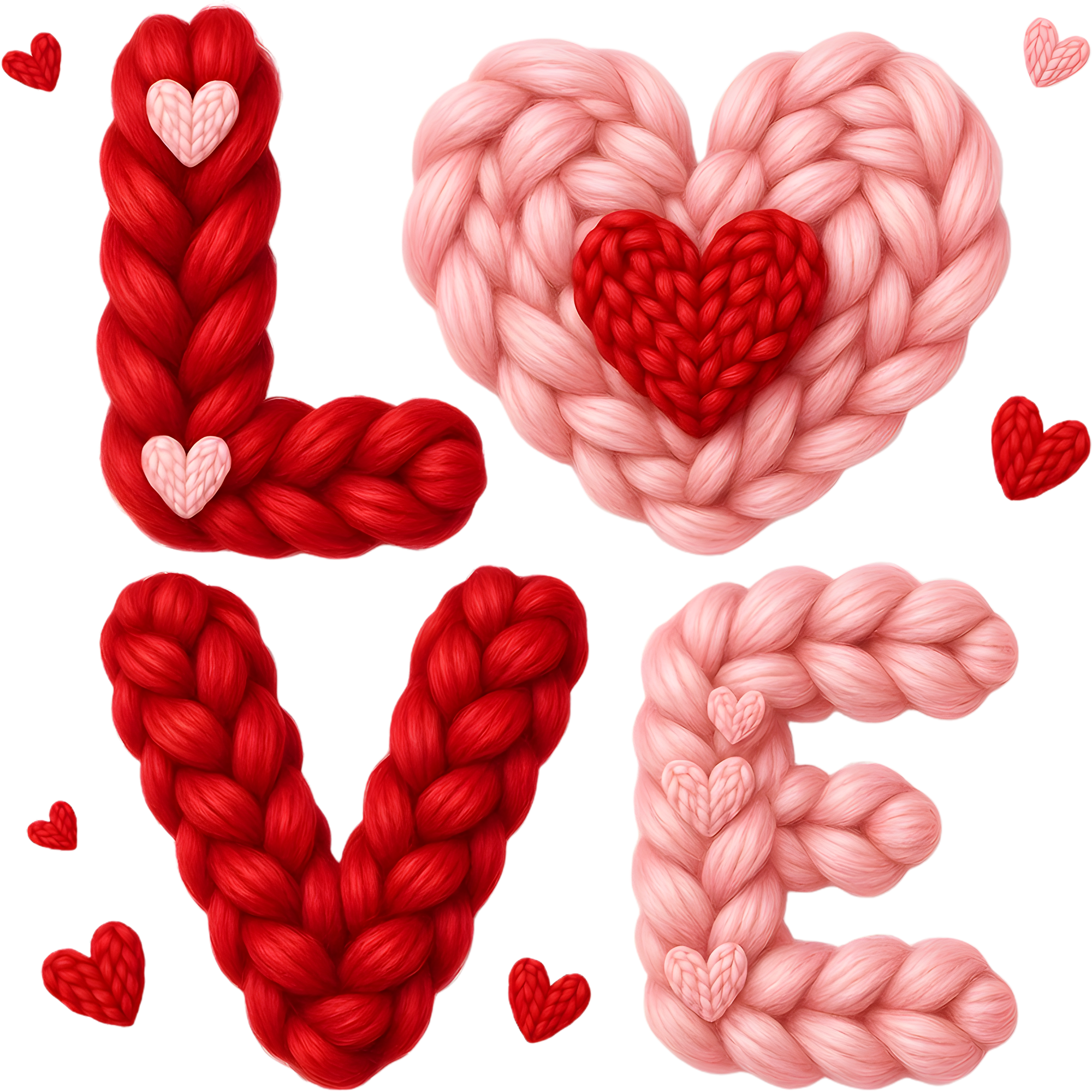 Faux Yarn Crochet Love - Valentines Day Ready to Press DTF Transfer