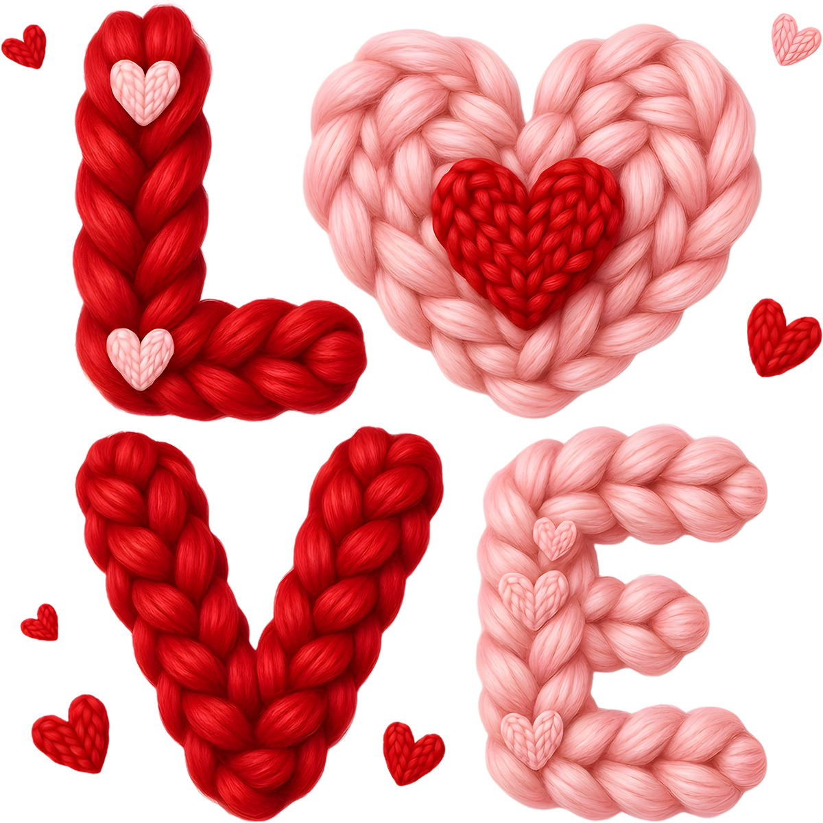 Faux Yarn Crochet Love - Valentines Day Ready to Press DTF Transfer