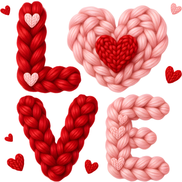 Faux Yarn Crochet Love - Valentines Day Ready to Press DTF Transfer
