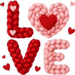 Faux Yarn Crochet Love - Valentines Day Ready to Press DTF Transfer