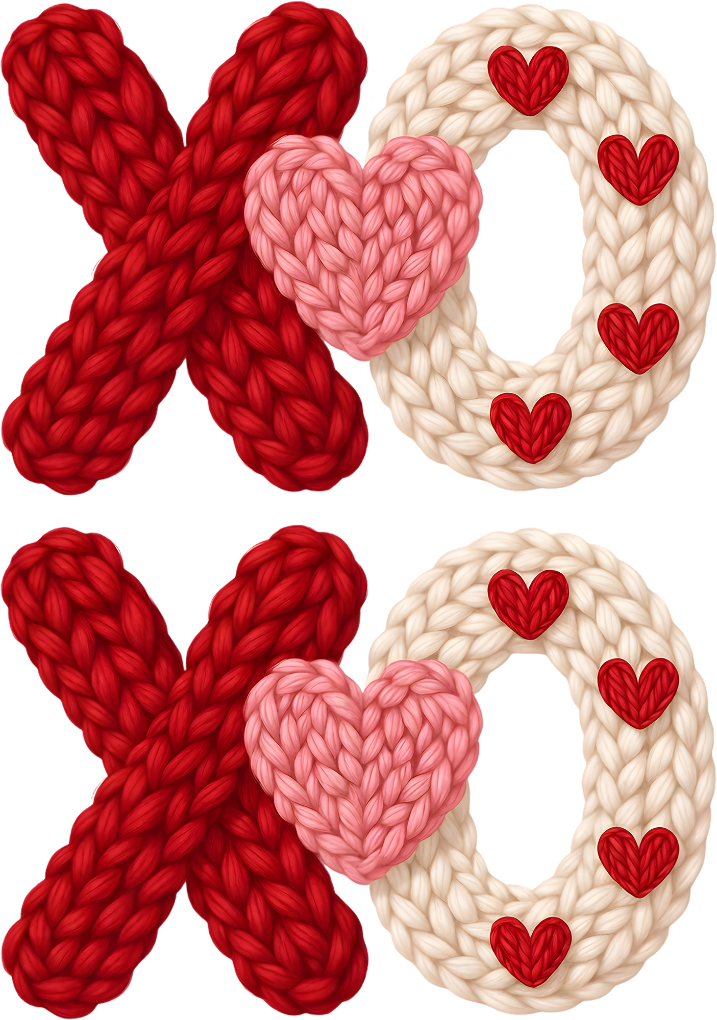 Faux Yarn Crochet Xoxo Valentines Day - Valentines Day Ready to Press DTF Transfer