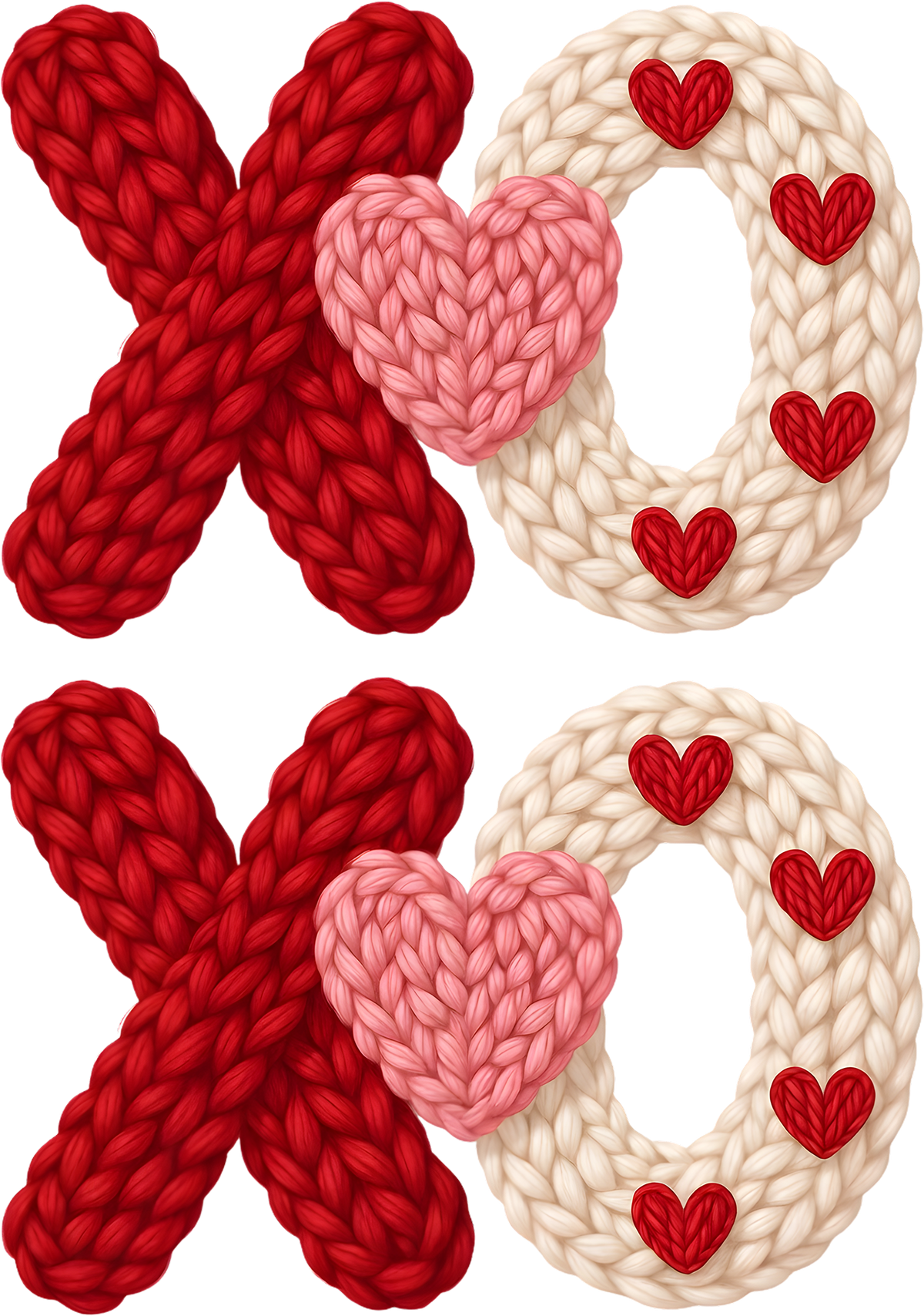 Faux Yarn Crochet Xoxo Valentines Day - Valentines Day Ready to Press DTF Transfer