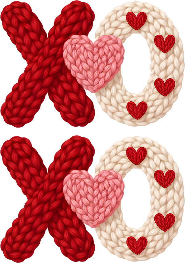Faux Yarn Crochet Xoxo Valentines Day - Valentines Day Ready to Press DTF Transfer