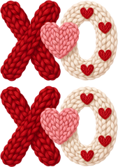 Faux Yarn Crochet Xoxo Valentines Day - Valentines Day Ready to Press DTF Transfer