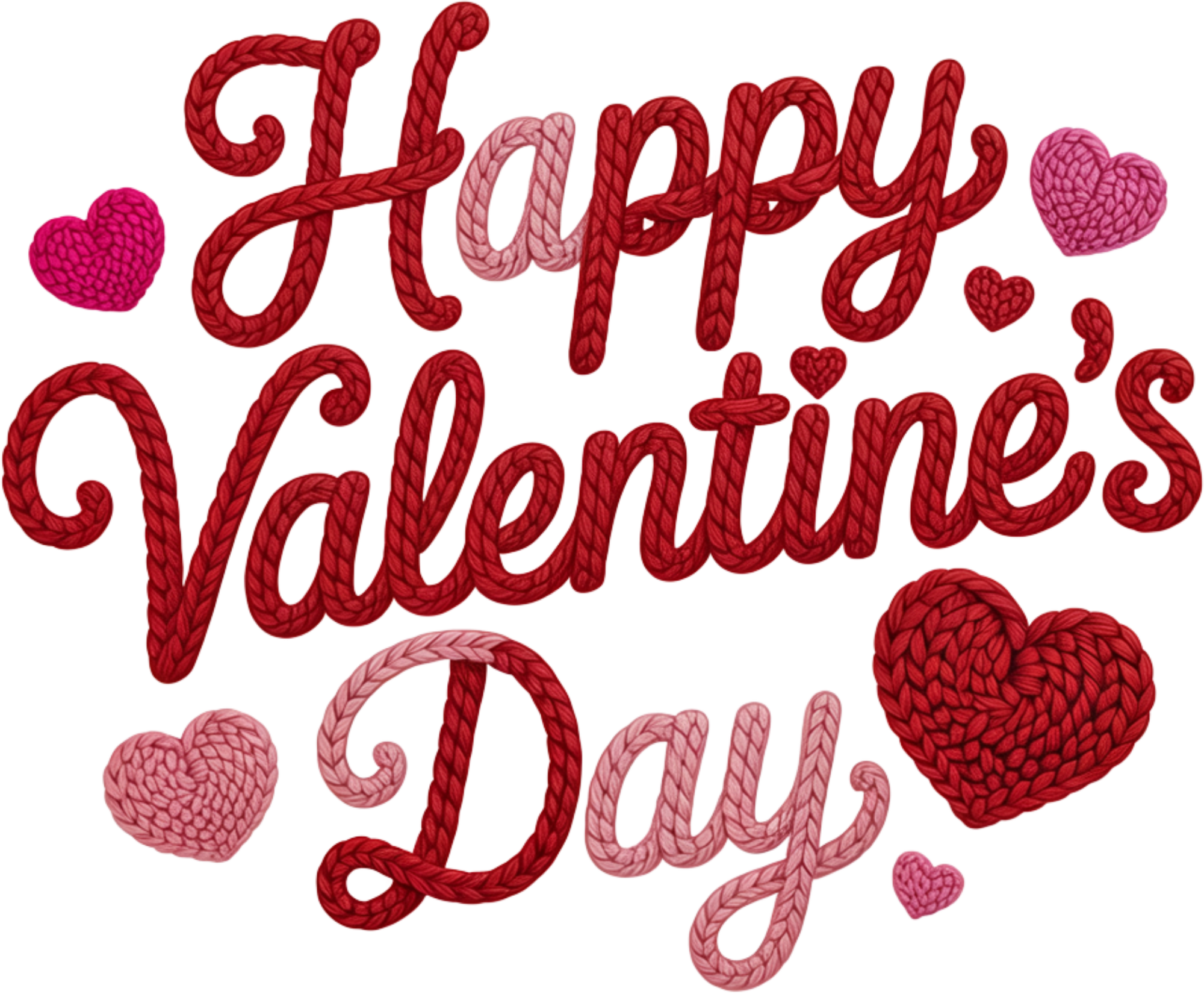 Faux Yarn Crochet Happy Valentines Day - Valentines Day Ready to Press DTF Transfer