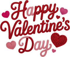 Faux Yarn Crochet Happy Valentines Day - Valentines Day Ready to Press DTF Transfer