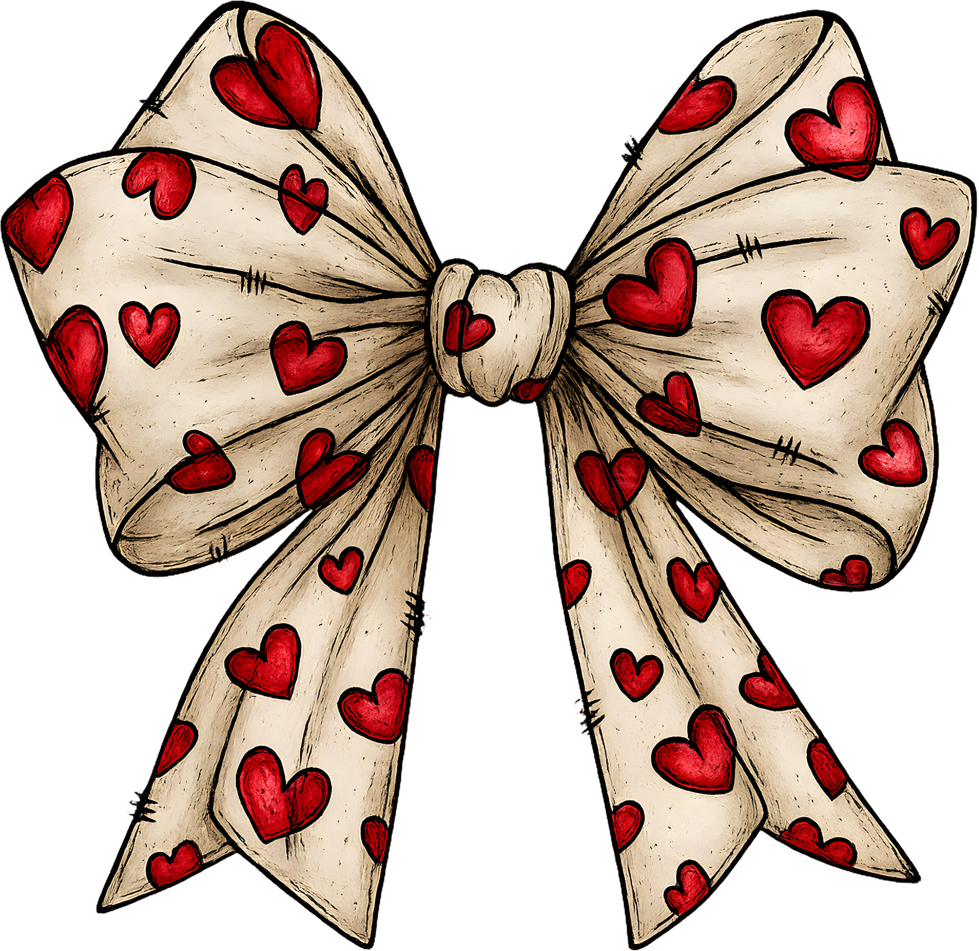 Faux Yarn Crochet Heart Bow - Valentines Day Ready to Press DTF Transfer