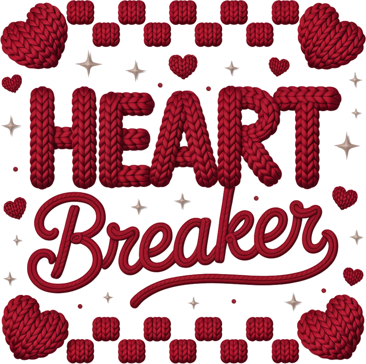 Faux Yarn Crochet Heart Breaker - Valentines Day Ready to Press DTF Transfer