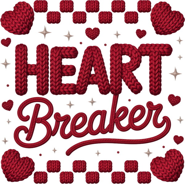 Faux Yarn Crochet Heart Breaker - Valentines Day Ready to Press DTF Transfer