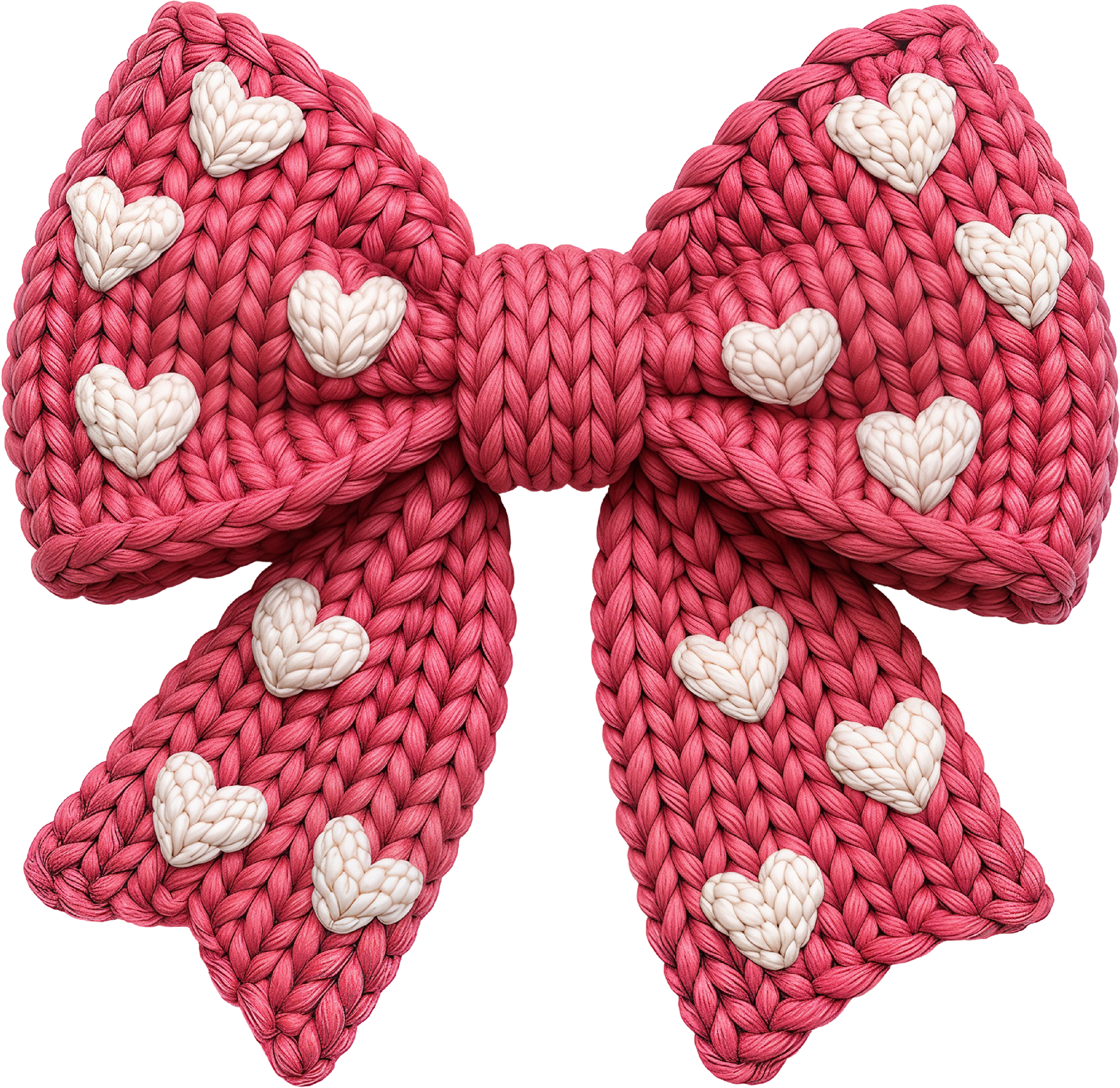 Faux Yarn Crochet Valentine Heart Bow - Valentines Day Ready to Press DTF Transfer