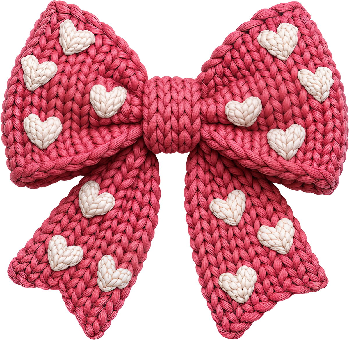 Faux Yarn Crochet Valentine Heart Bow - Valentines Day Ready to Press DTF Transfer