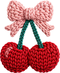 Faux Yarn Crochet Valentines Cherry - Valentines Day Ready to Press DTF Transfer