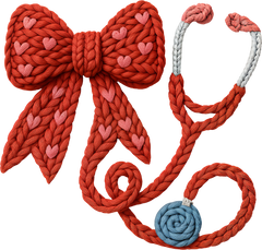Faux Yarn Crochet Valentine Bow Stethoscope - Valentines Day Ready to Press DTF Transfer
