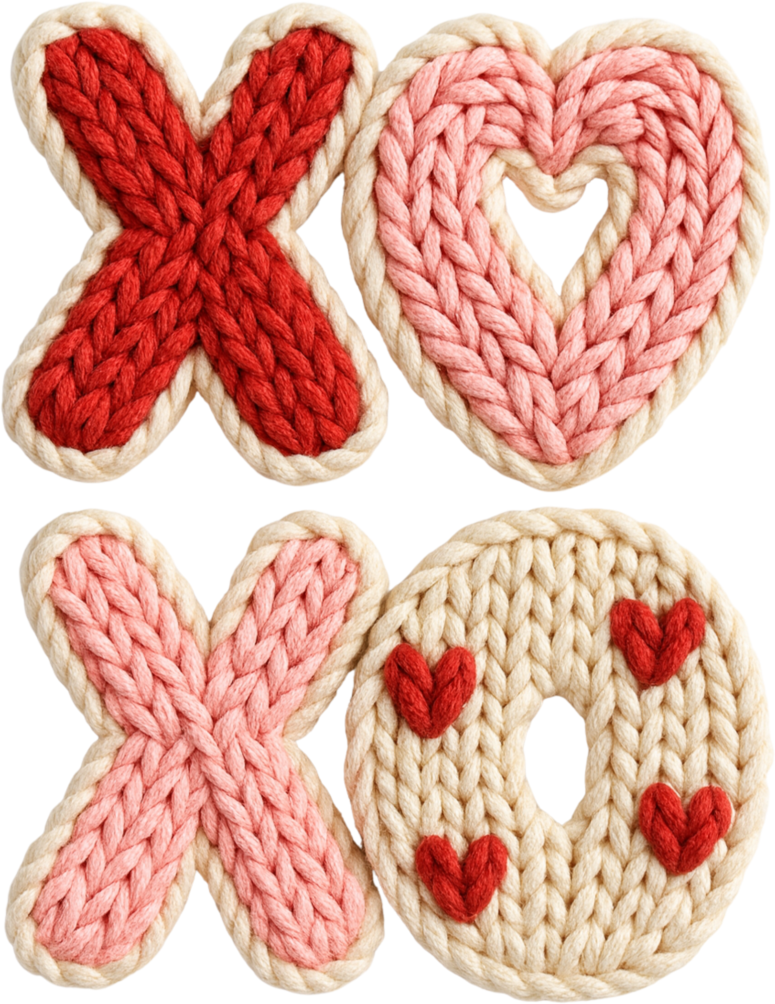 Faux Yarn Crochet Valentine Xoxo - Valentines Day Ready to Press DTF Transfer
