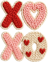Faux Yarn Crochet Valentine Xoxo - Valentines Day Ready to Press DTF Transfer