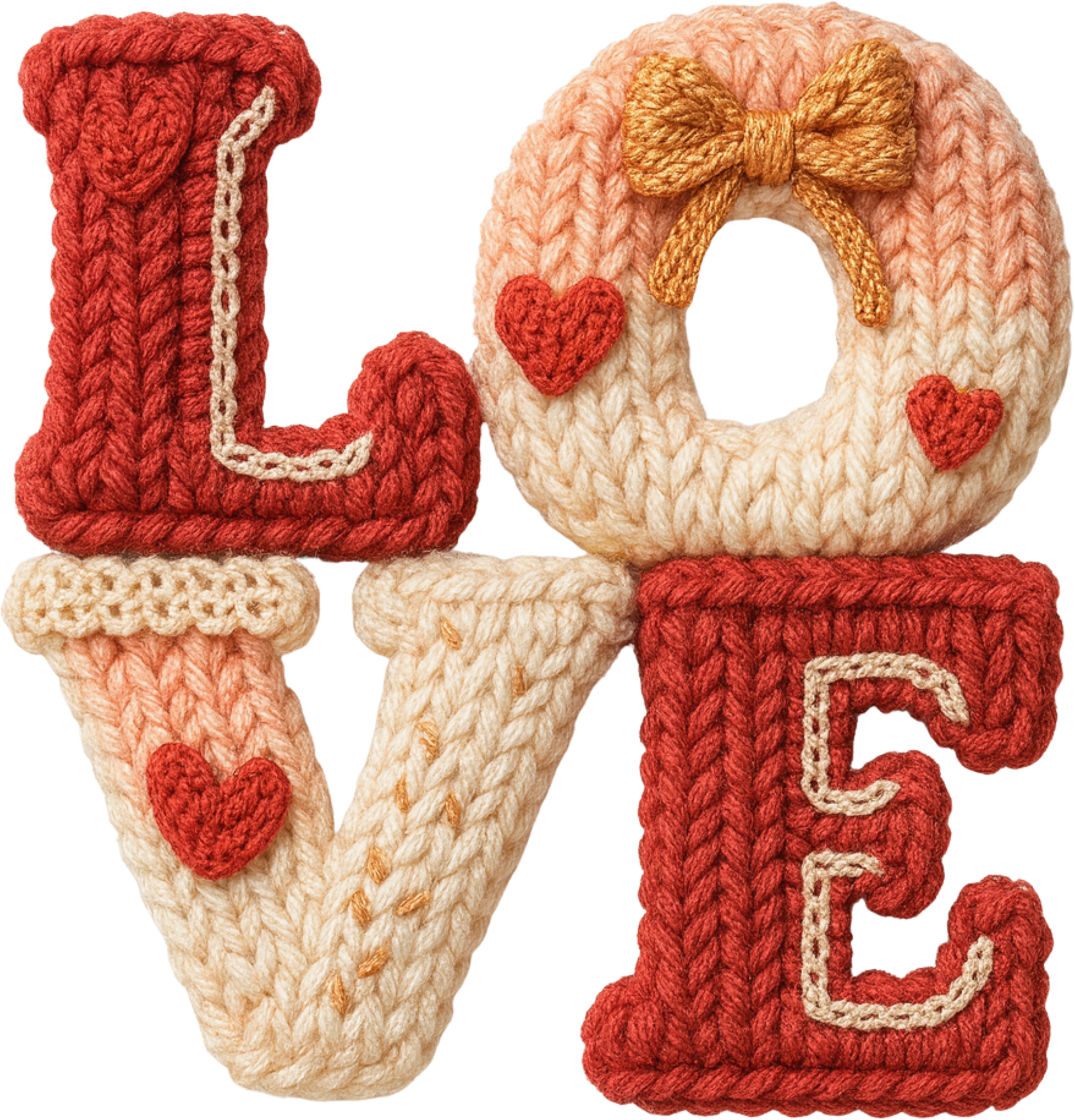 Faux Yarn Crochet Valentines Love - Valentines Day Ready to Press DTF Transfer