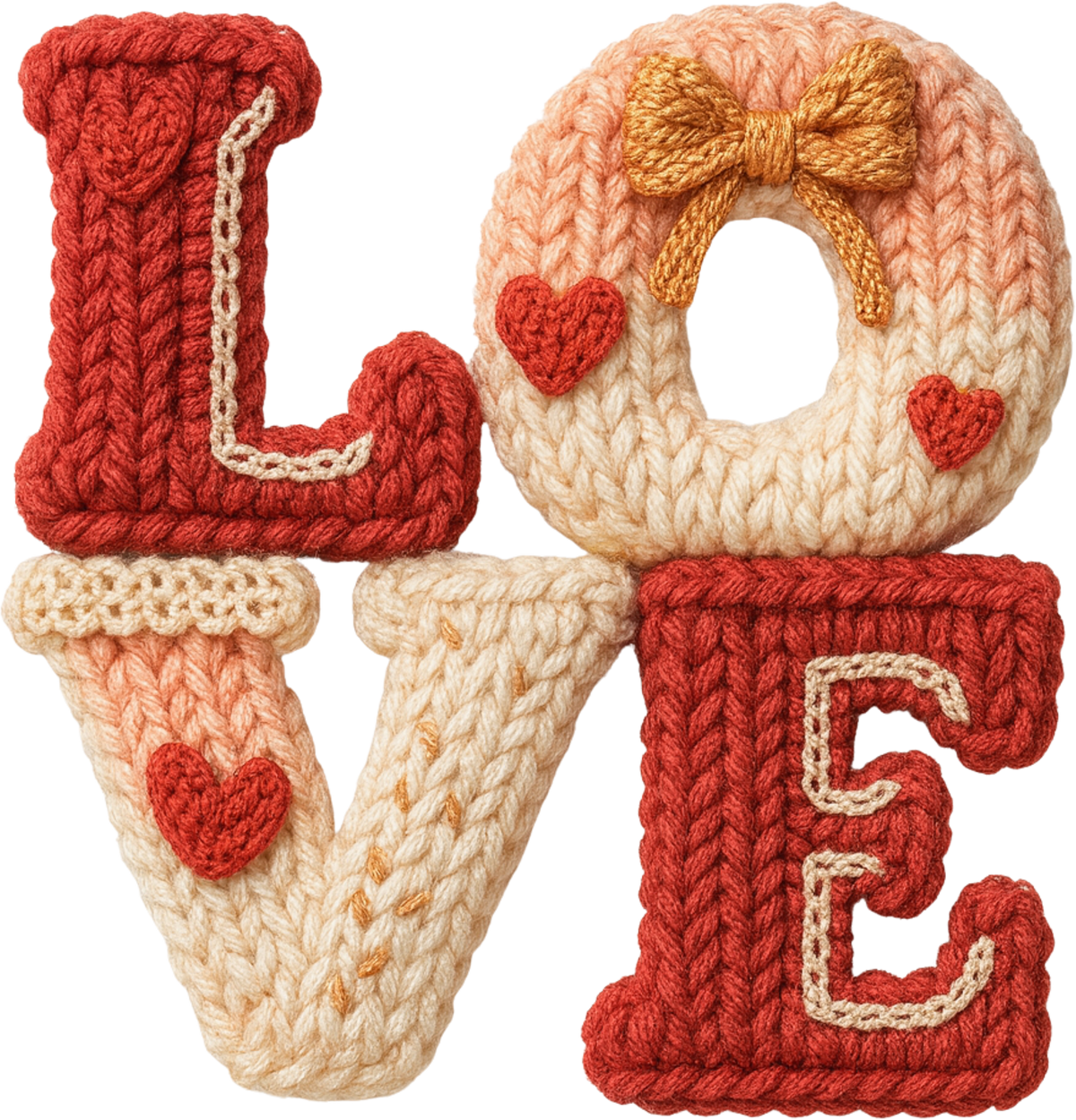Faux Yarn Crochet Valentines Love - Valentines Day Ready to Press DTF Transfer