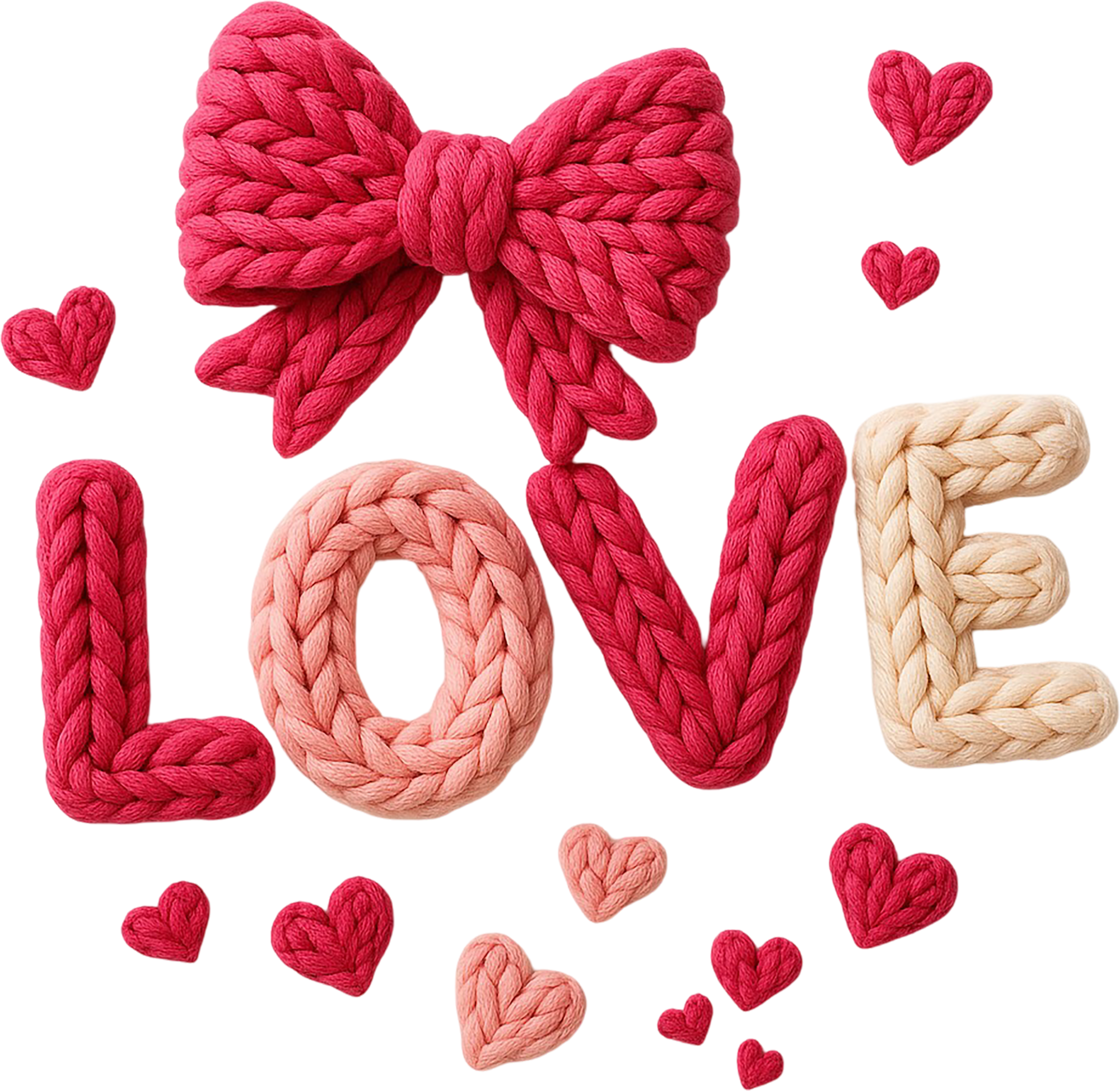 Faux Yarn Crochet Valentine Love - Valentines Day Ready to Press DTF Transfer