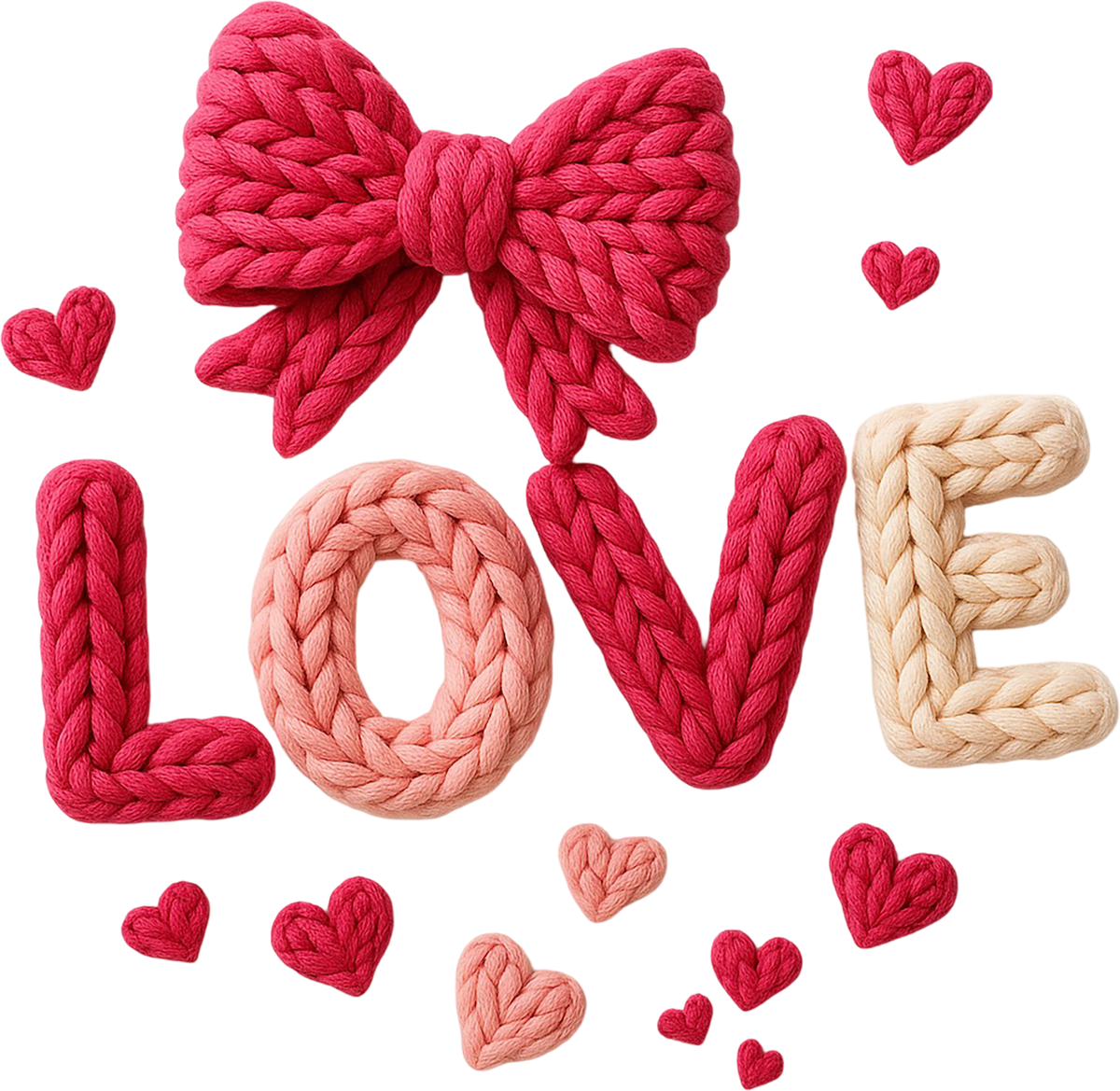Faux Yarn Crochet Valentine Love - Valentines Day Ready to Press DTF Transfer