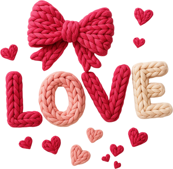 Faux Yarn Crochet Valentine Love - Valentines Day Ready to Press DTF Transfer