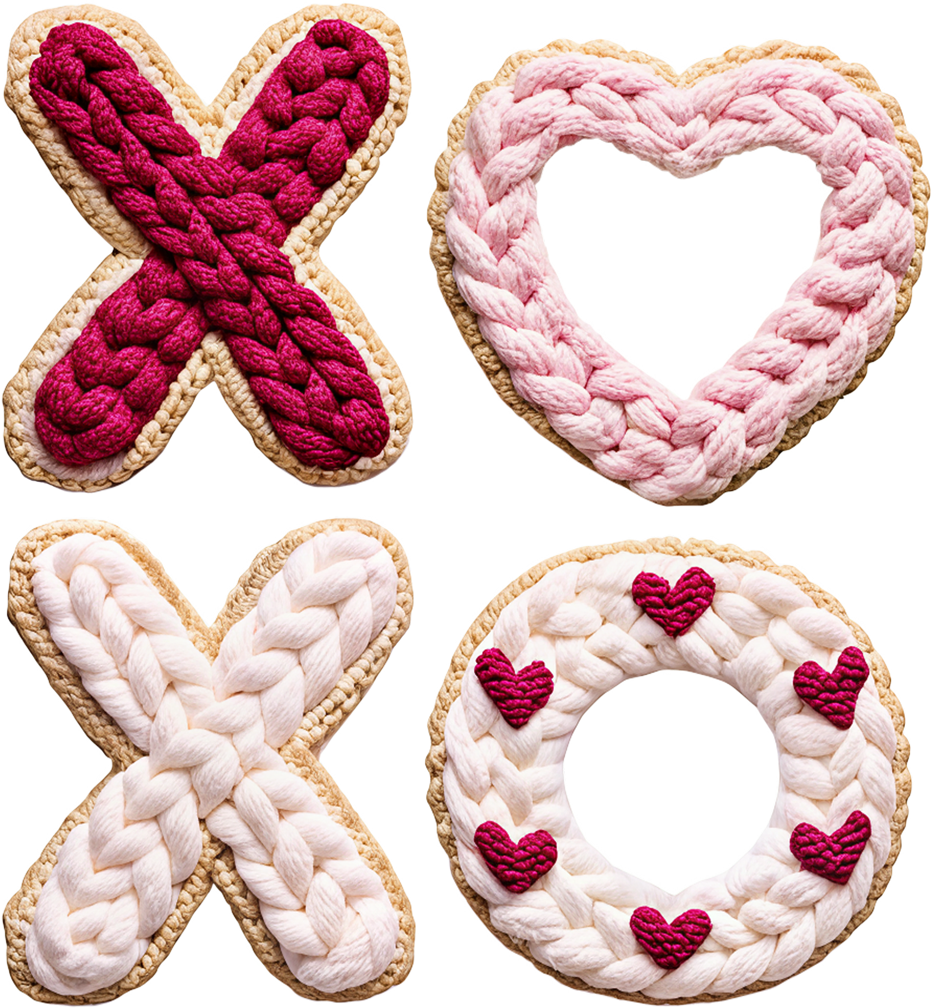 Faux Yarn Crochet Valentine Xoxo - Valentines Day Ready to Press DTF Transfer
