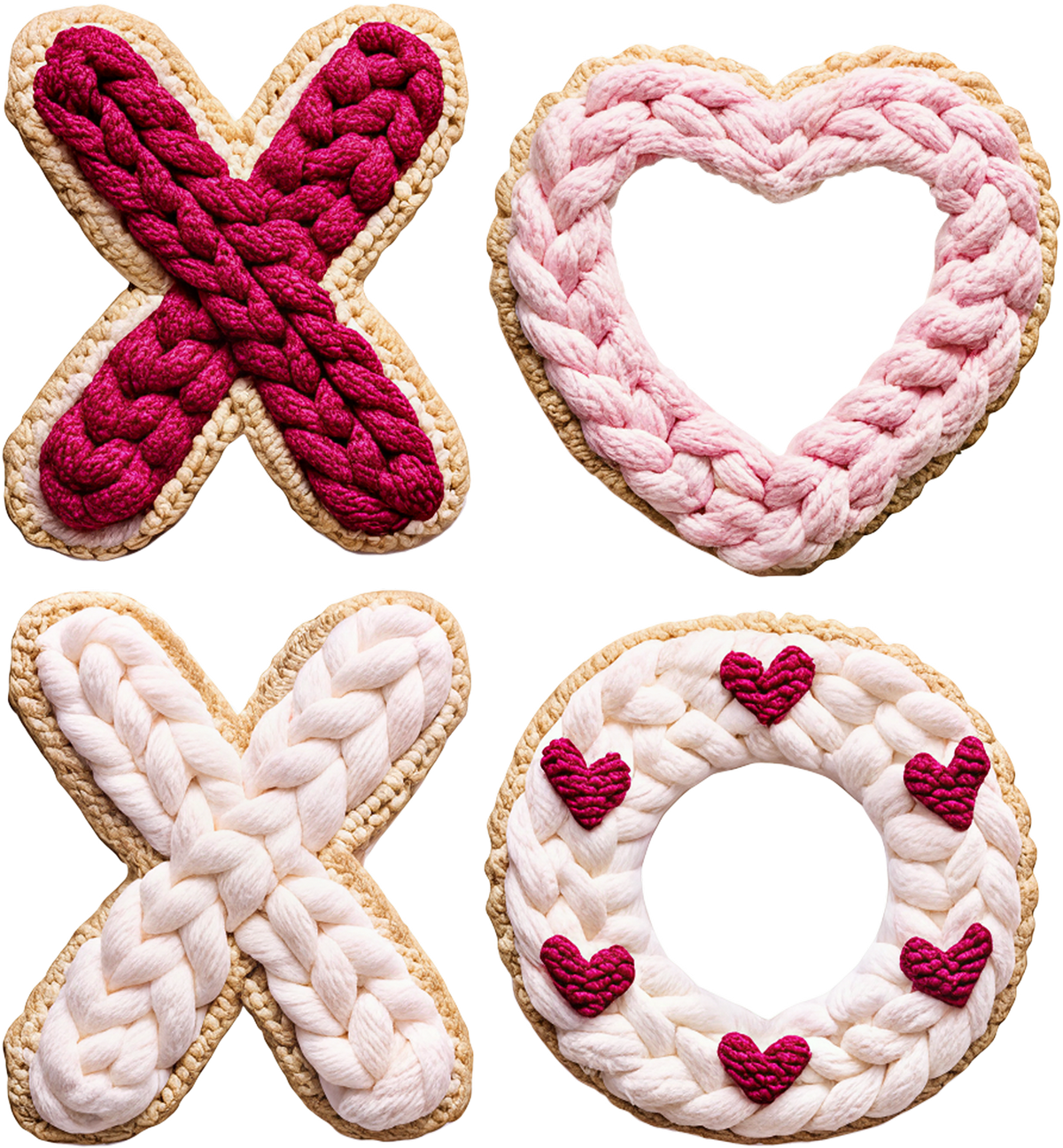 Faux Yarn Crochet Valentine Xoxo - Valentines Day Ready to Press DTF Transfer