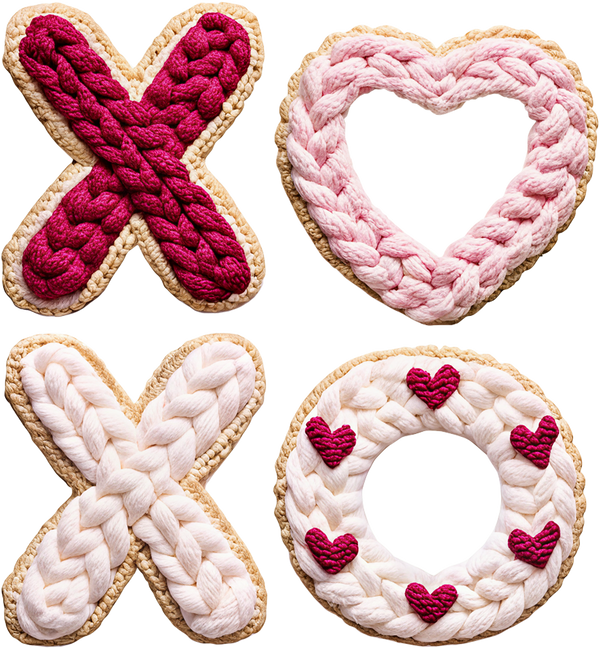 Faux Yarn Crochet Valentine Xoxo - Valentines Day Ready to Press DTF Transfer