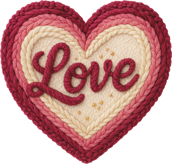 Faux Yarn Crochet Valentine Love - Valentines Day Ready to Press DTF Transfer
