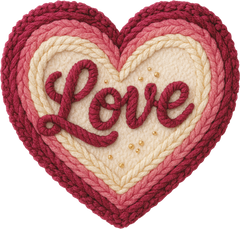 Faux Yarn Crochet Valentine Love - Valentines Day Ready to Press DTF Transfer