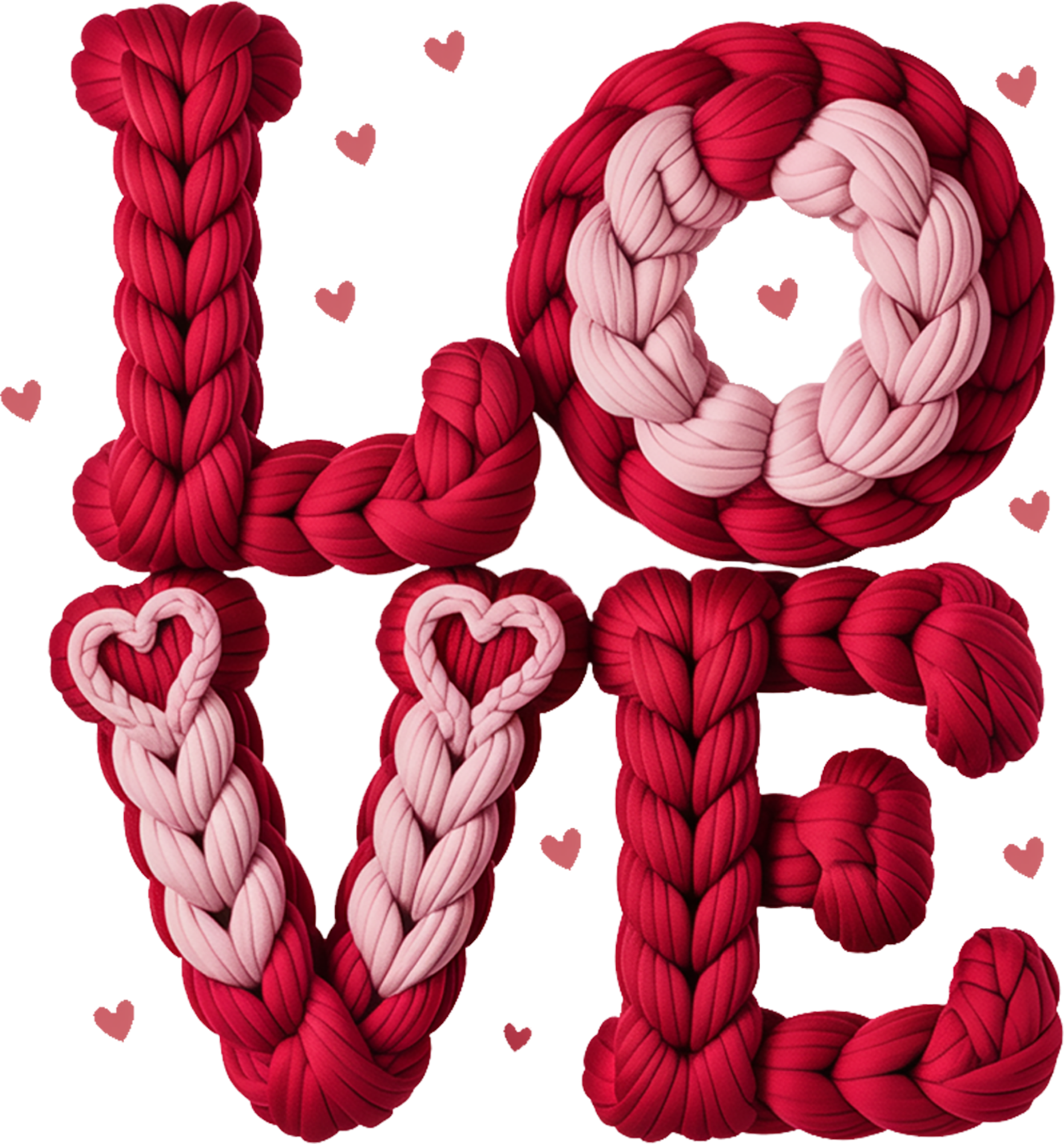 Faux Yarn Crochet Valentine Love - Valentines Day Ready to Press DTF Transfer