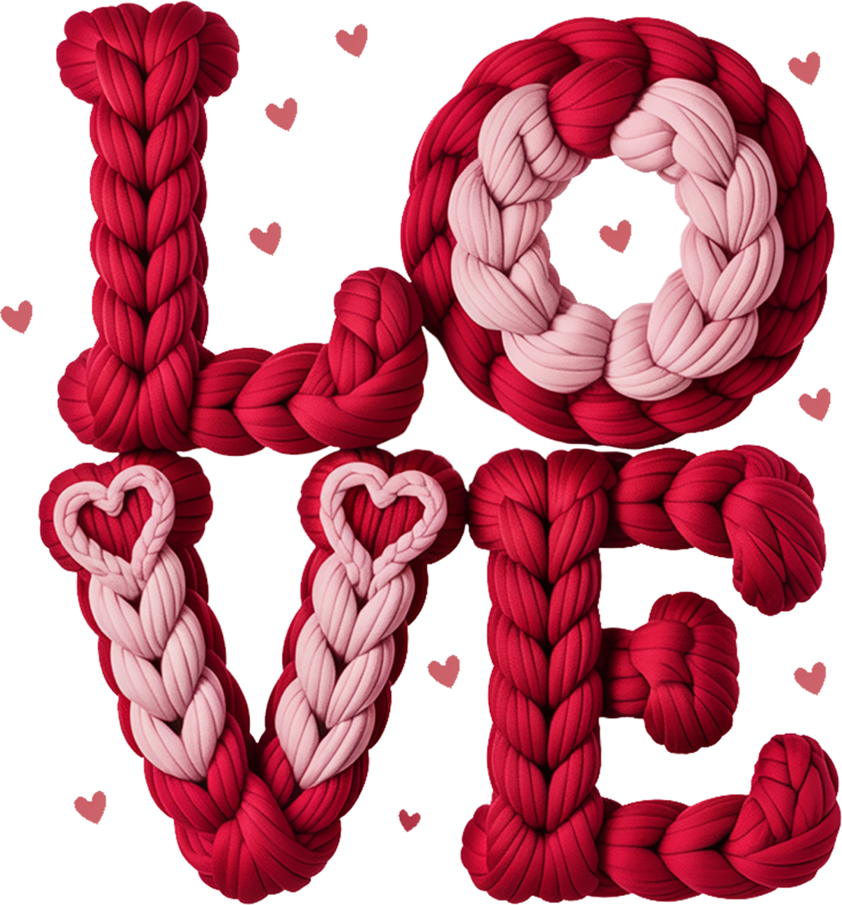 Faux Yarn Crochet Valentine Love - Valentines Day Ready to Press DTF Transfer